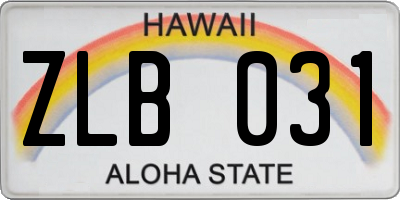 HI license plate ZLB031