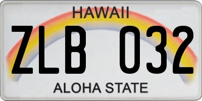 HI license plate ZLB032