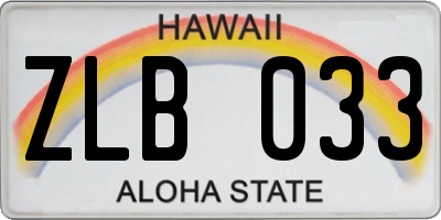 HI license plate ZLB033