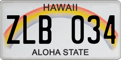 HI license plate ZLB034