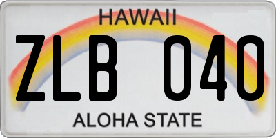 HI license plate ZLB040