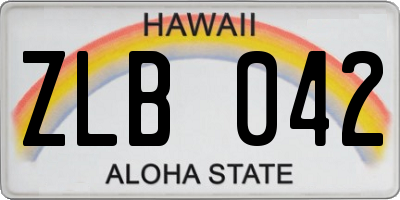 HI license plate ZLB042