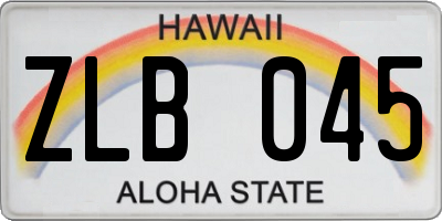 HI license plate ZLB045