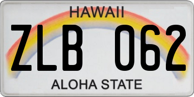 HI license plate ZLB062