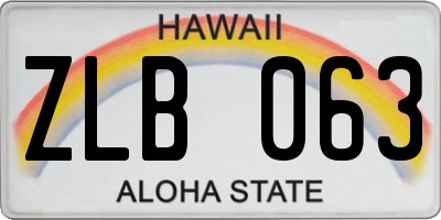HI license plate ZLB063