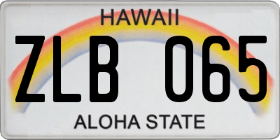 HI license plate ZLB065