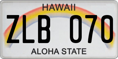HI license plate ZLB070