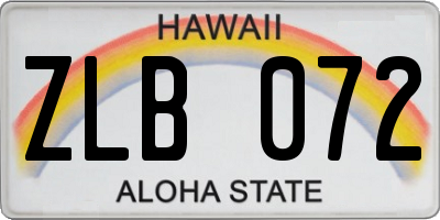 HI license plate ZLB072