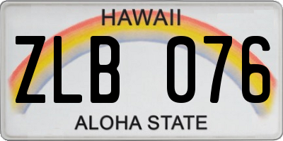 HI license plate ZLB076
