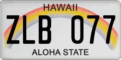 HI license plate ZLB077