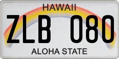 HI license plate ZLB080