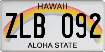 HI license plate ZLB092