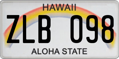 HI license plate ZLB098