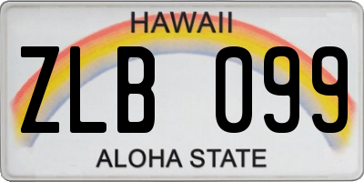 HI license plate ZLB099