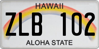HI license plate ZLB102