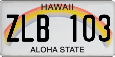 HI license plate ZLB103