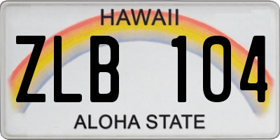 HI license plate ZLB104