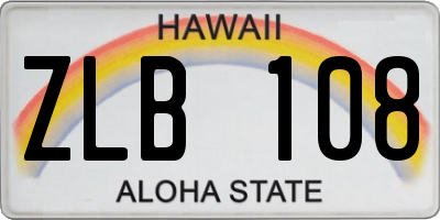 HI license plate ZLB108
