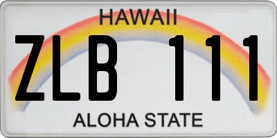 HI license plate ZLB111