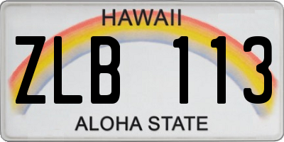 HI license plate ZLB113