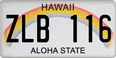 HI license plate ZLB116