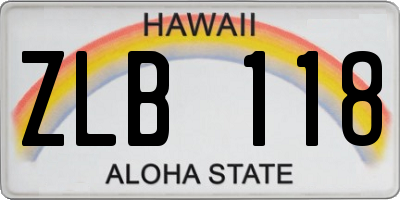 HI license plate ZLB118