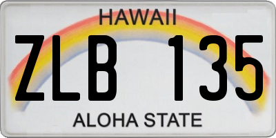 HI license plate ZLB135