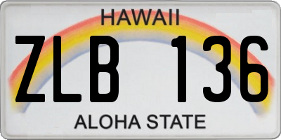 HI license plate ZLB136
