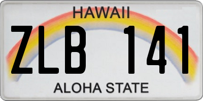 HI license plate ZLB141