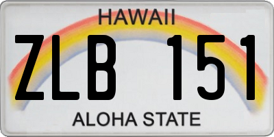 HI license plate ZLB151