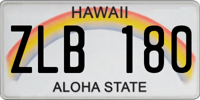 HI license plate ZLB180