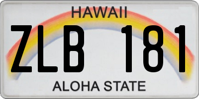 HI license plate ZLB181