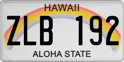 HI license plate ZLB192