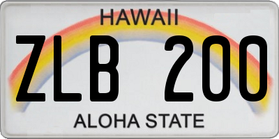 HI license plate ZLB200