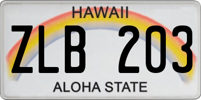 HI license plate ZLB203