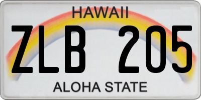 HI license plate ZLB205
