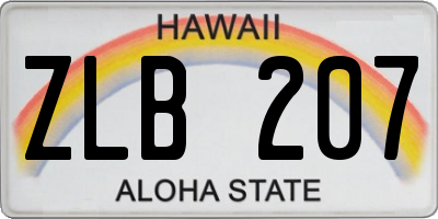 HI license plate ZLB207