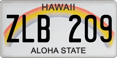 HI license plate ZLB209