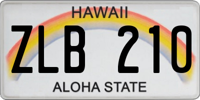 HI license plate ZLB210