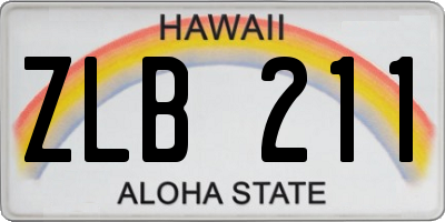 HI license plate ZLB211