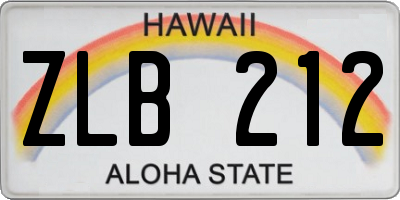 HI license plate ZLB212