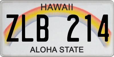 HI license plate ZLB214
