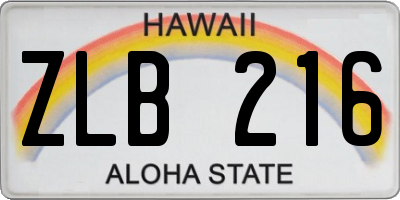 HI license plate ZLB216