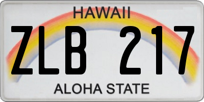 HI license plate ZLB217