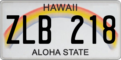 HI license plate ZLB218