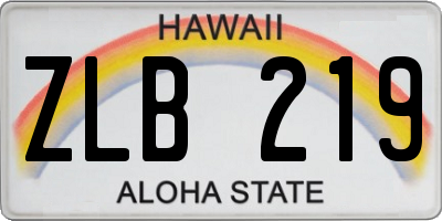 HI license plate ZLB219