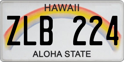 HI license plate ZLB224