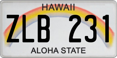 HI license plate ZLB231