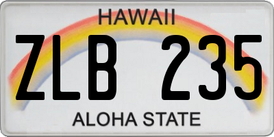 HI license plate ZLB235