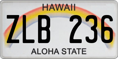 HI license plate ZLB236